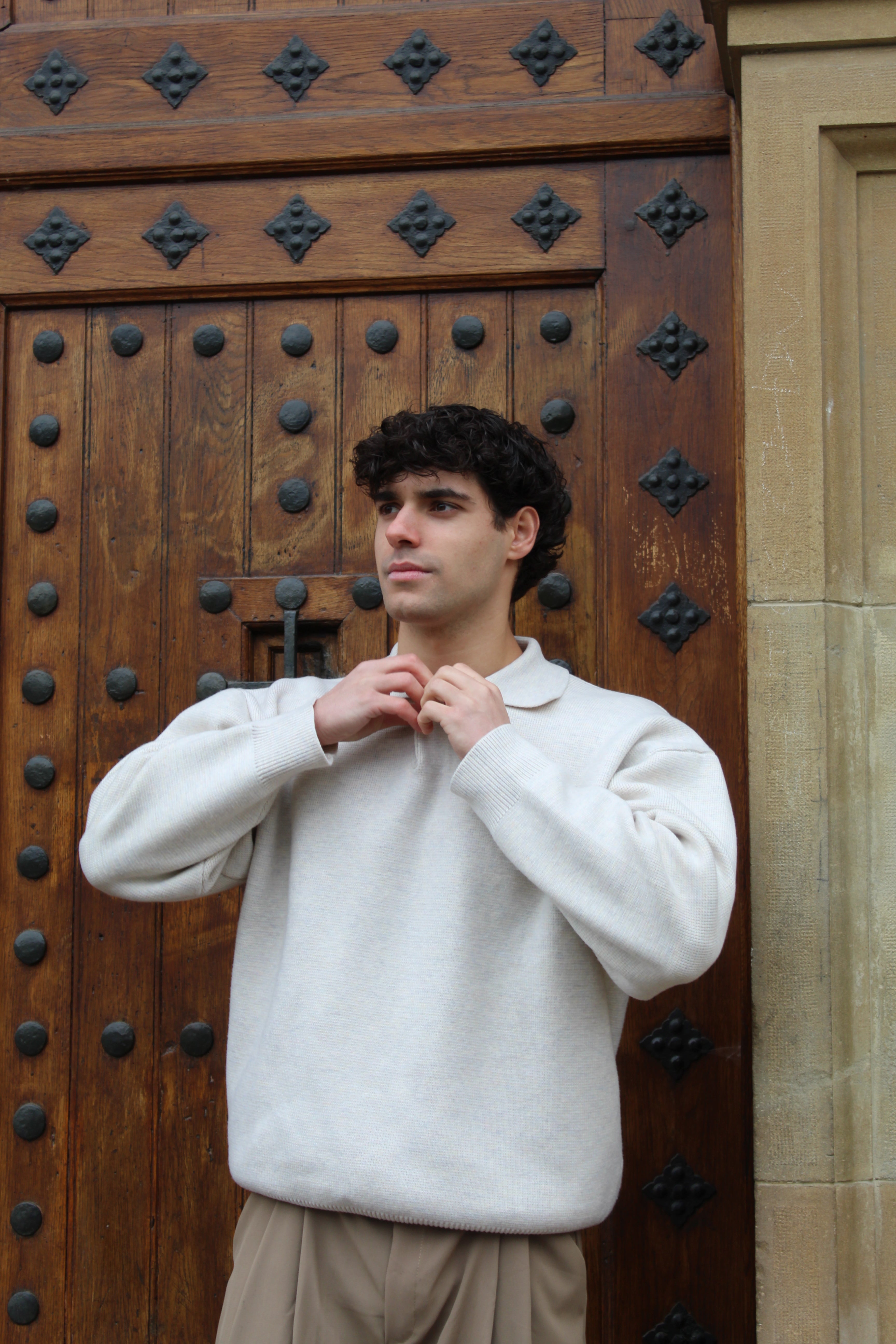 Sweater de Punto Grueso Beige