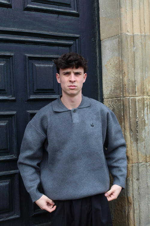 Sweater de Punto Grueso Gris