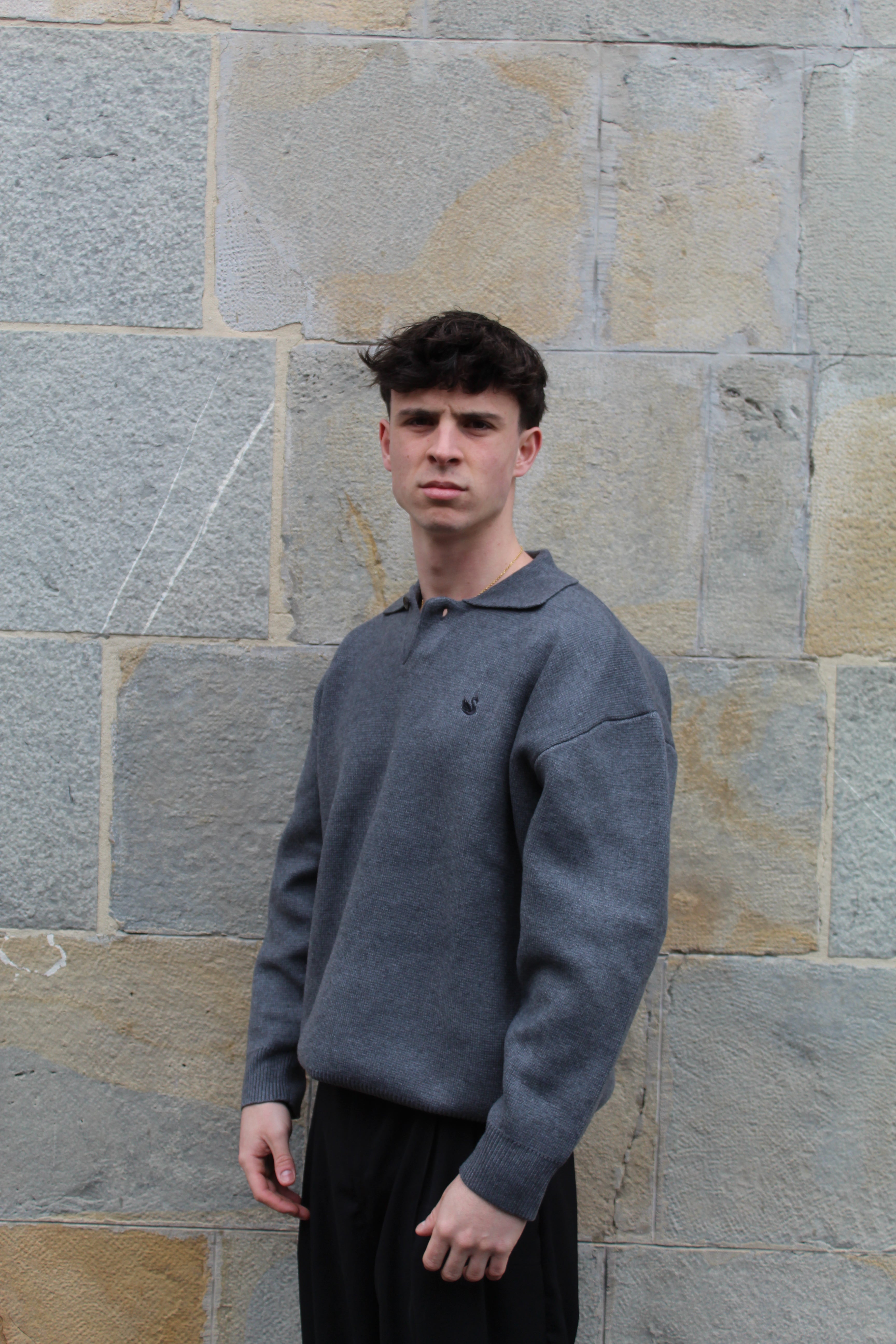 Sweater de Punto Grueso Gris